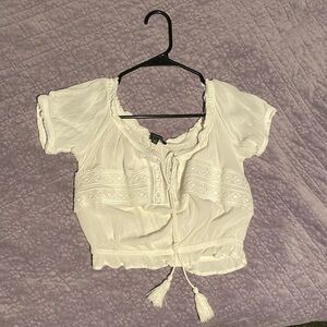 Ambiance Brand White Crop Top/Mid Size Blouse